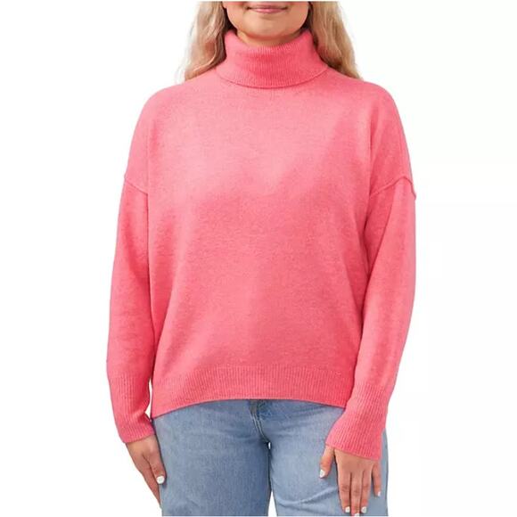 Vince Camuto Turtleneck Sweater in Pop Pink NWT Bright Spring Size Small - Picture 1 of 10